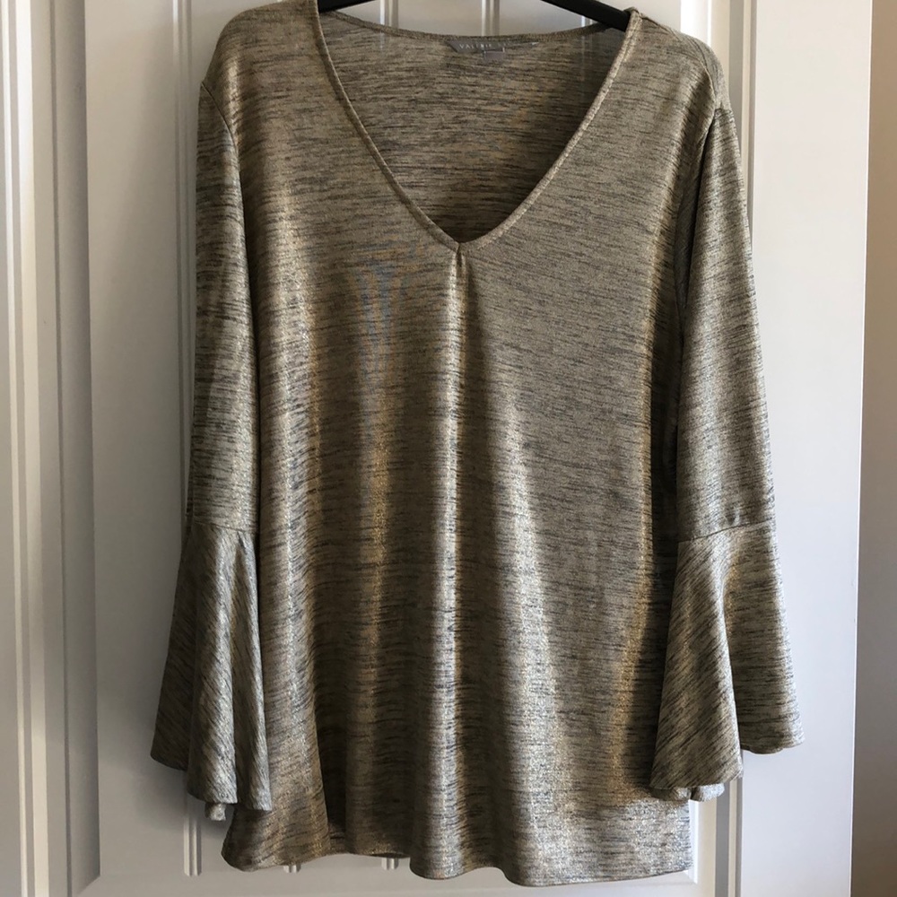 Valerie Steven’s Gold Shimmering Bell-Sleeve Top